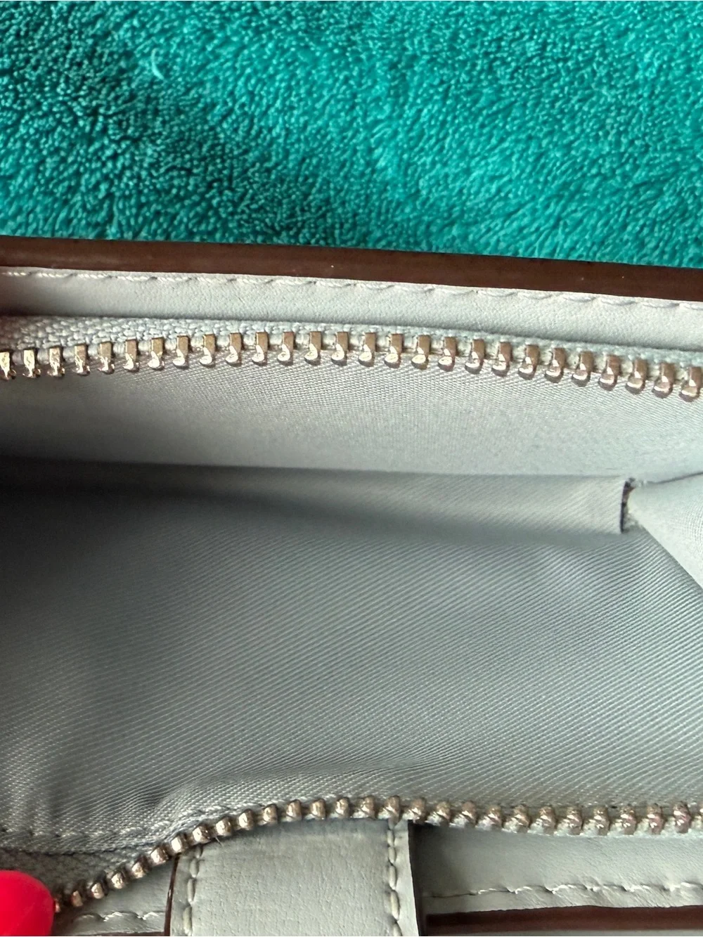Coach signature leather wallet with blue leather inside and snap NWOT